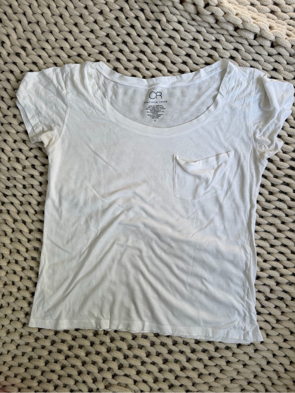 Charlotte Russe size large white tee with pocket